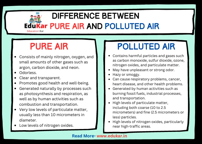 Explain The Difference between Pure Air and Polluted Air